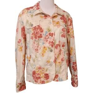 COLDWATER CREEK Jacket XL Floral Colorful Romantic Cottage‎ Event Office Career